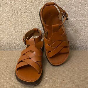 Madewell Ankle Strap Fisherman Sandals Platform in Burnished Caramel Size 6.5